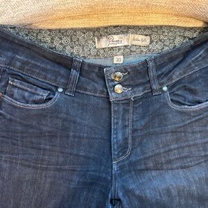 PAIGE Dark Blue Straight-Leg Jeans with Double Button Waist